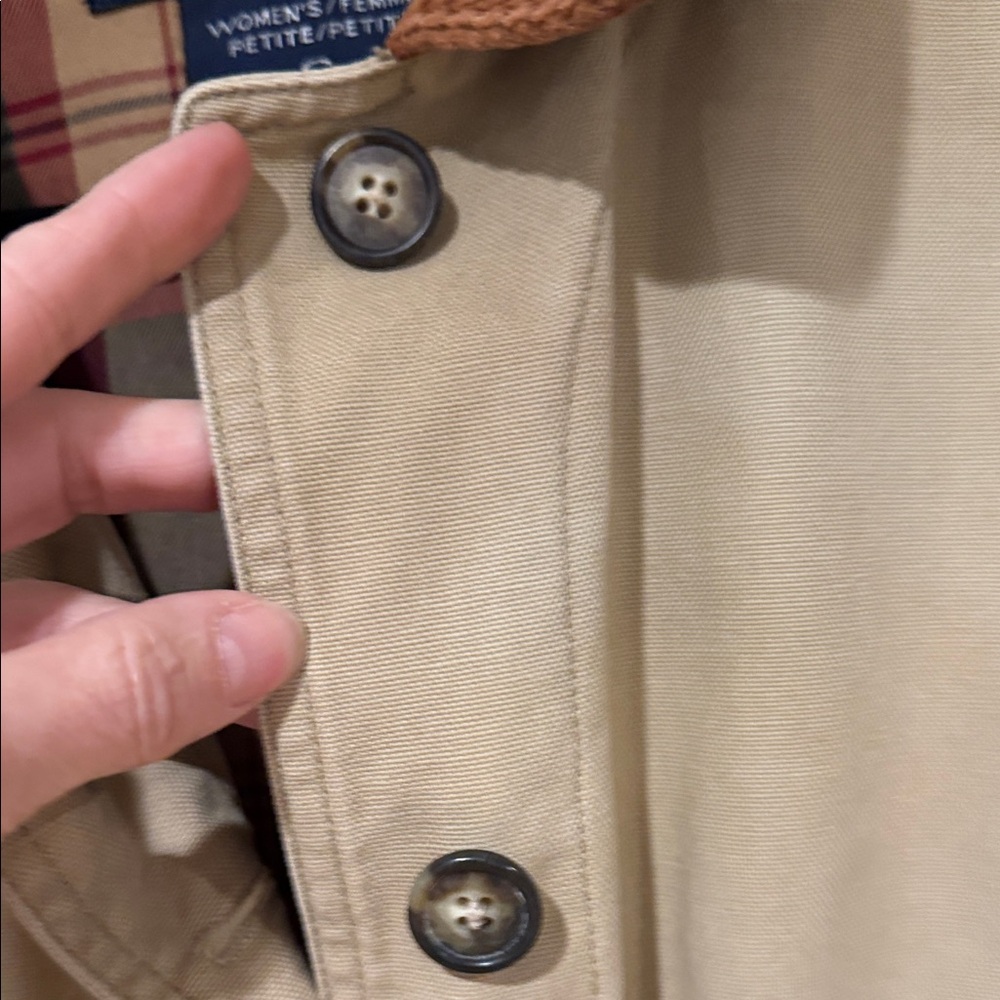 Lands' End Tan Utility Jacket with Brown Corduroy Collar - Picture 5 of 14